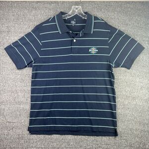 Arizona Iced Tea Golf Polo‎ Shirt Mens XL Navy Blue Striped Embroidered Logo